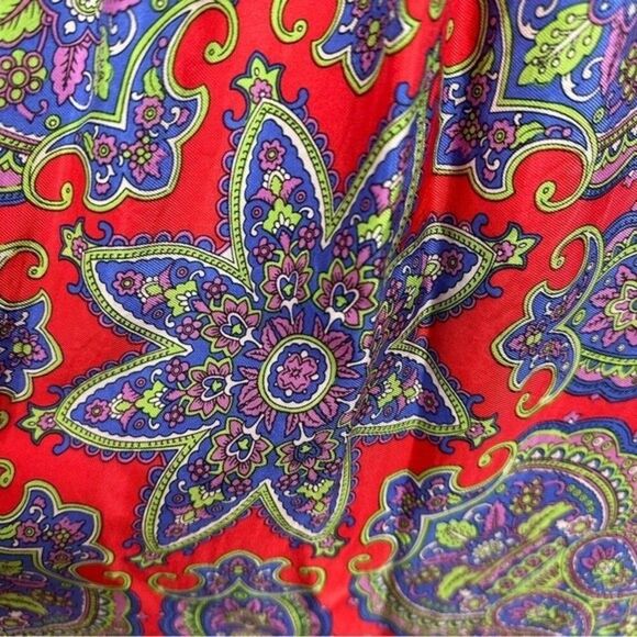 Silk Boho Dress Red Paisley Print Size 2 - Picture 10 of 12